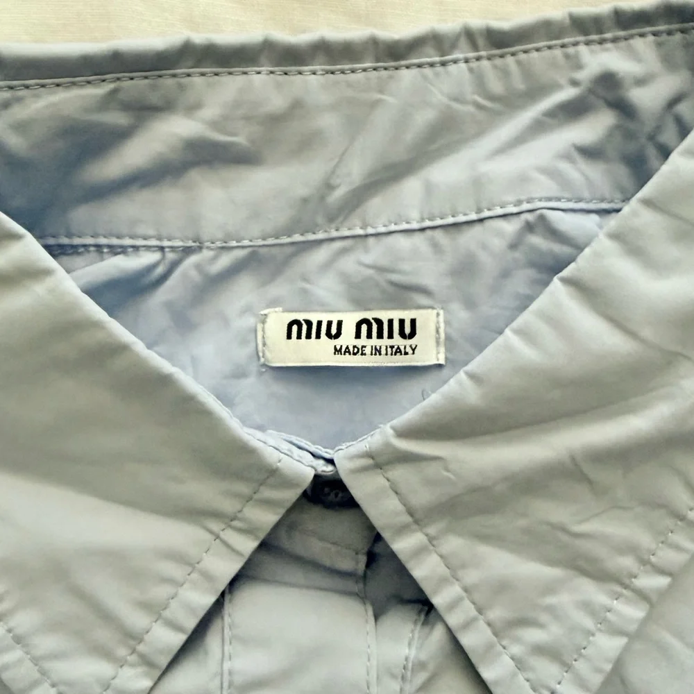 Miu Miu cropped button down shirt blue size medium - Picture 3 of 4